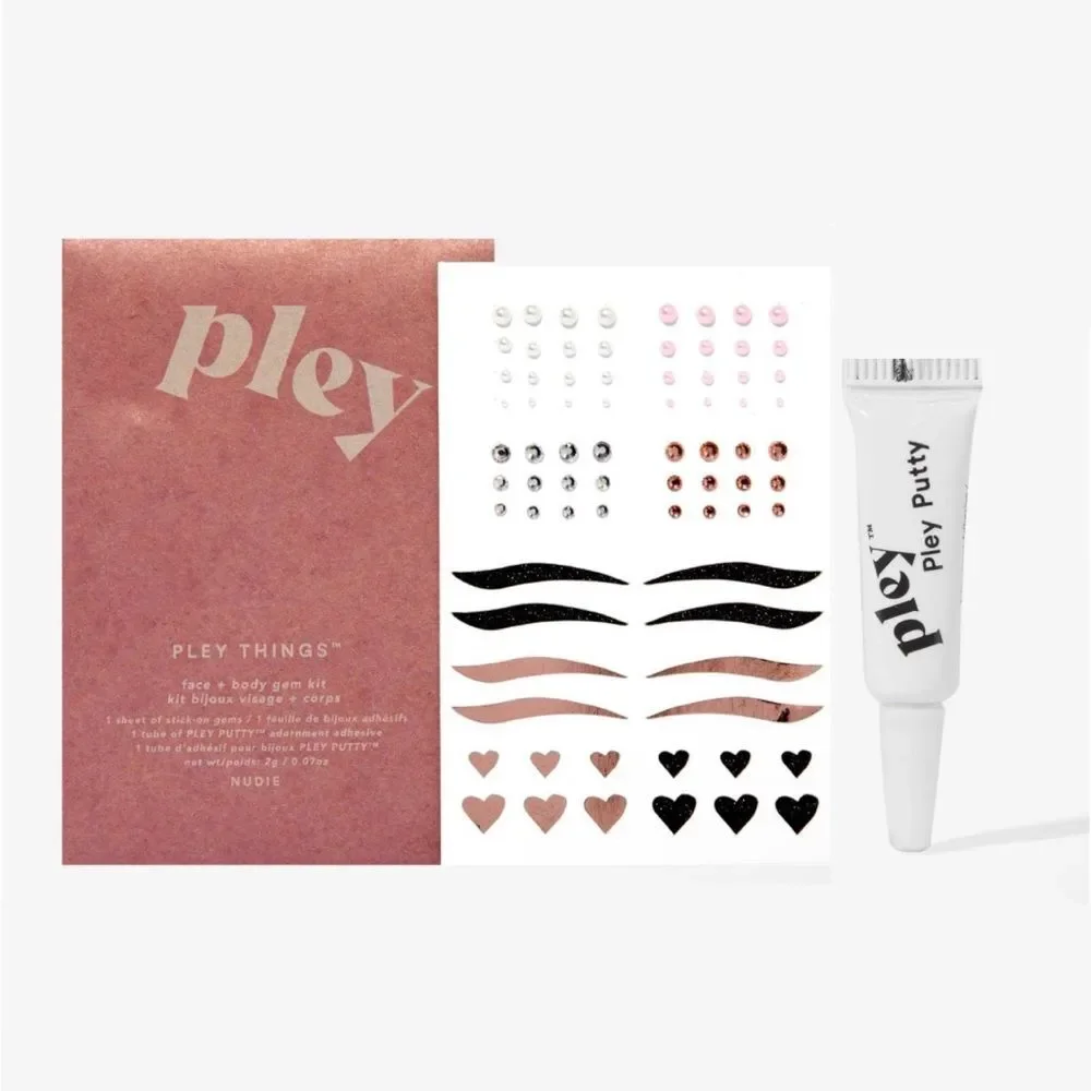 NEW Pley Beauty Nudie Pley Things Reusable Face and Body Gems Festival